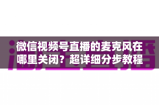 微信视频号直播的麦克风在哪里关闭?超详细分步教程助你轻松掌握静音技巧 微信视频号直播的麦克风在哪里关闭?超详细分步教程助你轻松掌握静音技巧