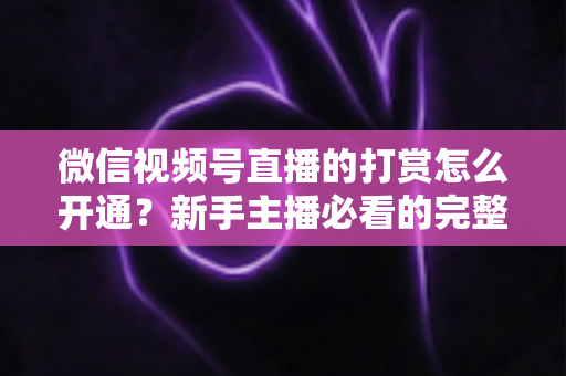 微信视频号直播的打赏怎么开通?新手主播必看的完整开通与变现攻略 微信视频号直播的打赏怎么开通?新手主播必看的完整开通与变现攻略
