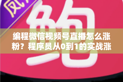 编程微信视频号直播怎么涨粉?程序员从0到1的实战涨粉指南 编程微信视频号直播怎么涨粉?程序员从0到1的实战涨粉指南